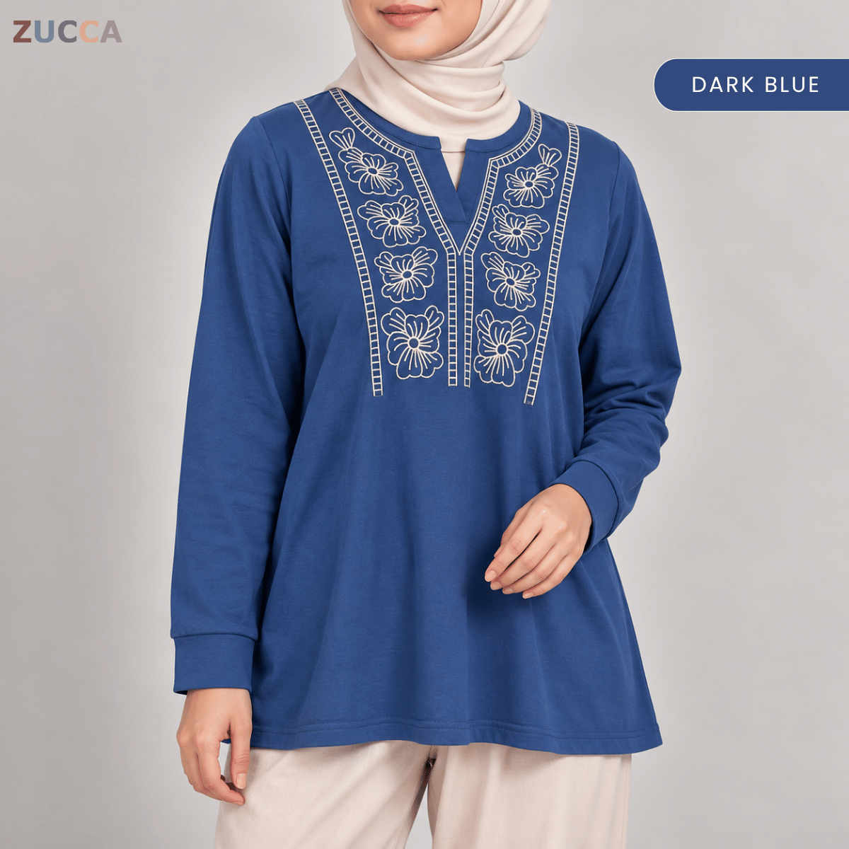 ZUCCA HELIZA WOMEN MODEST FLORAL EMBROIDERY BLOUSE - MA273