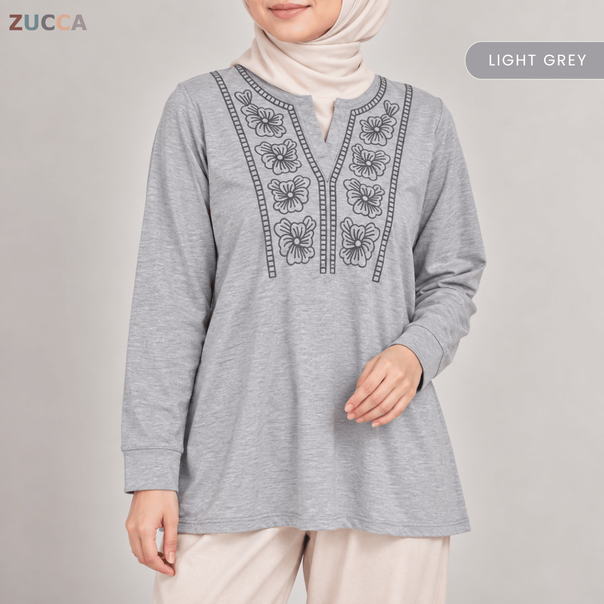 ZUCCA HELIZA WOMEN MODEST FLORAL EMBROIDERY BLOUSE - MA273
