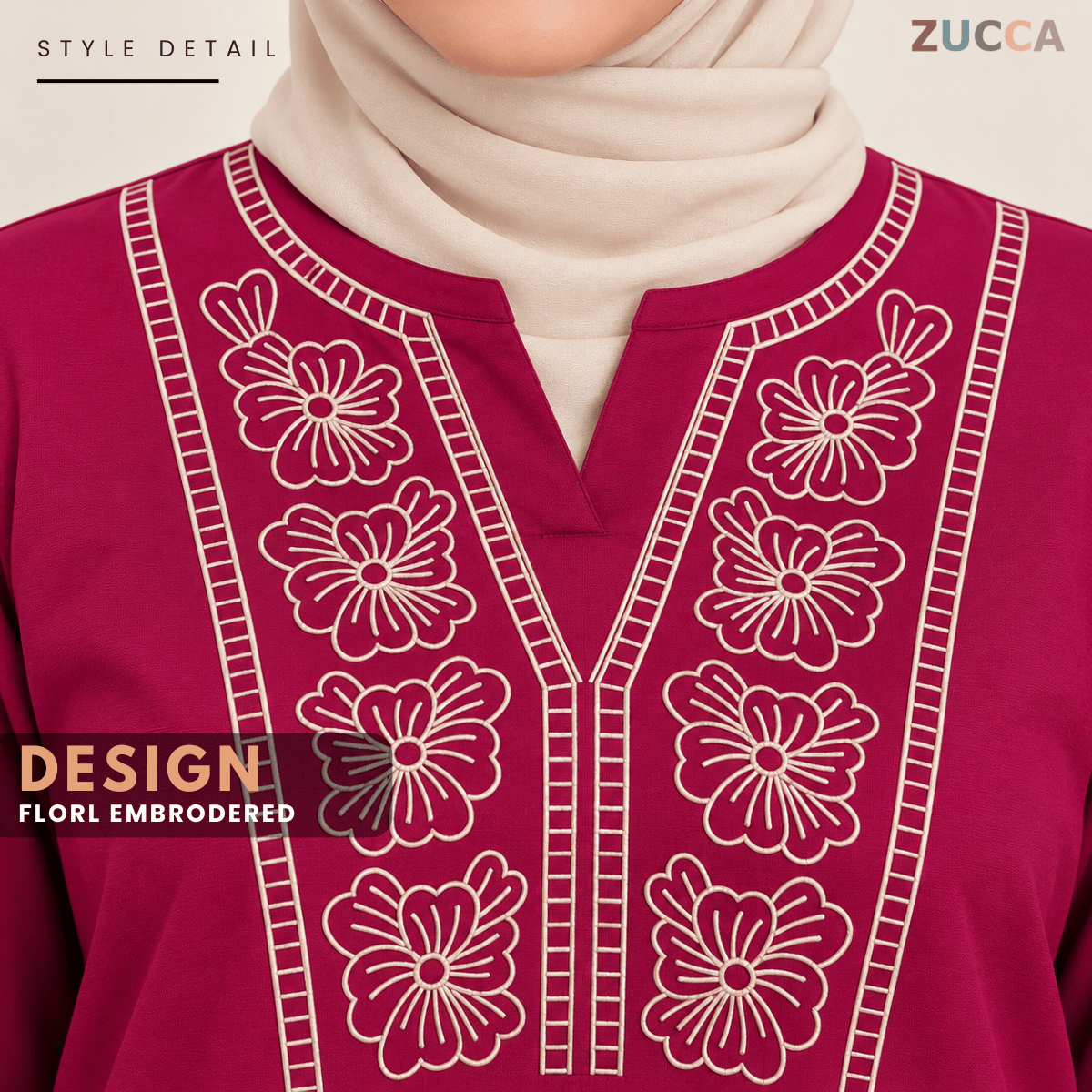ZUCCA HELIZA WOMEN MODEST FLORAL EMBROIDERY BLOUSE - MA273