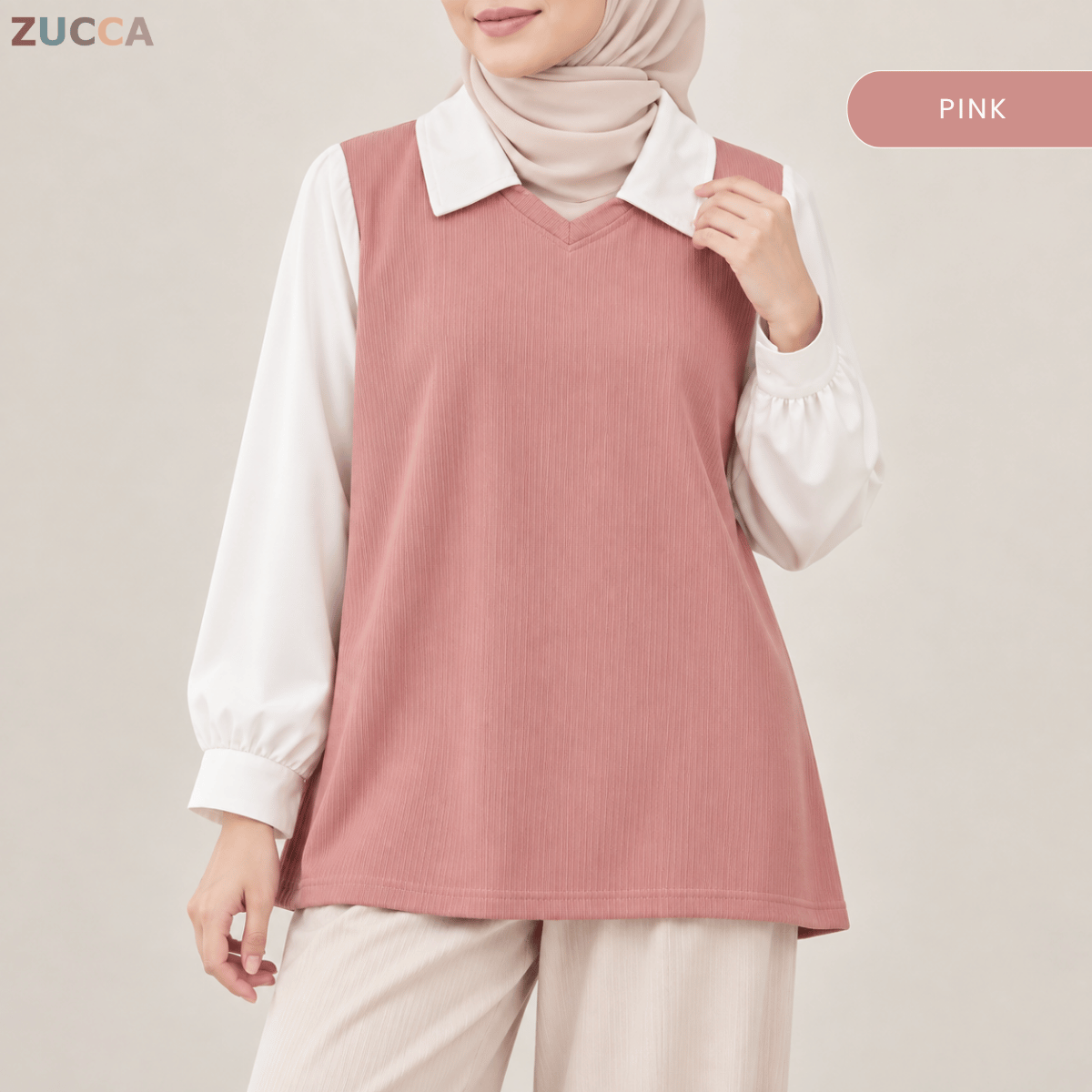 ZUCCA STACY RIBBED KNIT ATTACHED WOMEN BLOUSE - MA274