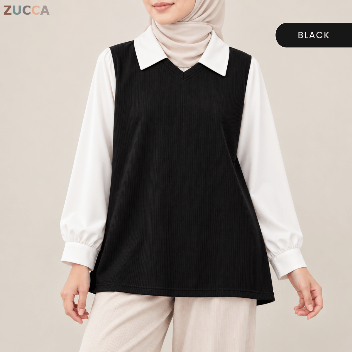 ZUCCA STACY RIBBED KNIT ATTACHED WOMEN BLOUSE - MA274