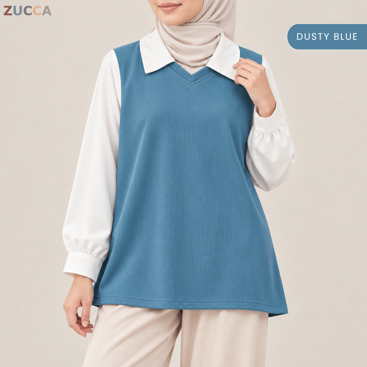 ZUCCA STACY RIBBED KNIT ATTACHED WOMEN BLOUSE - MA274