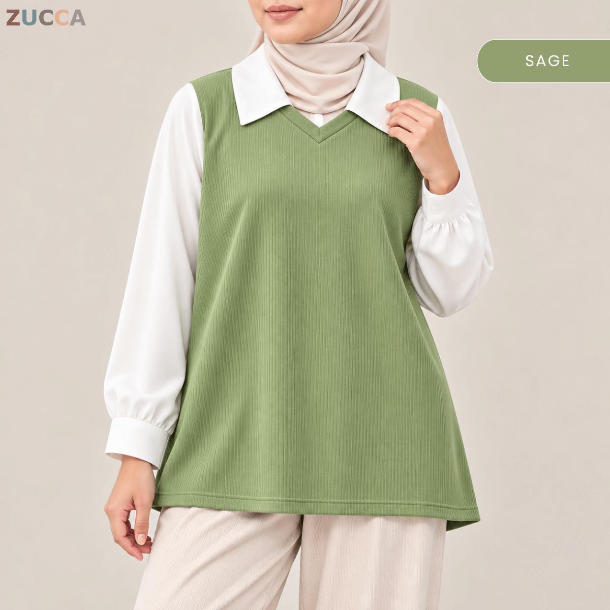 ZUCCA STACY RIBBED KNIT ATTACHED WOMEN BLOUSE - MA274