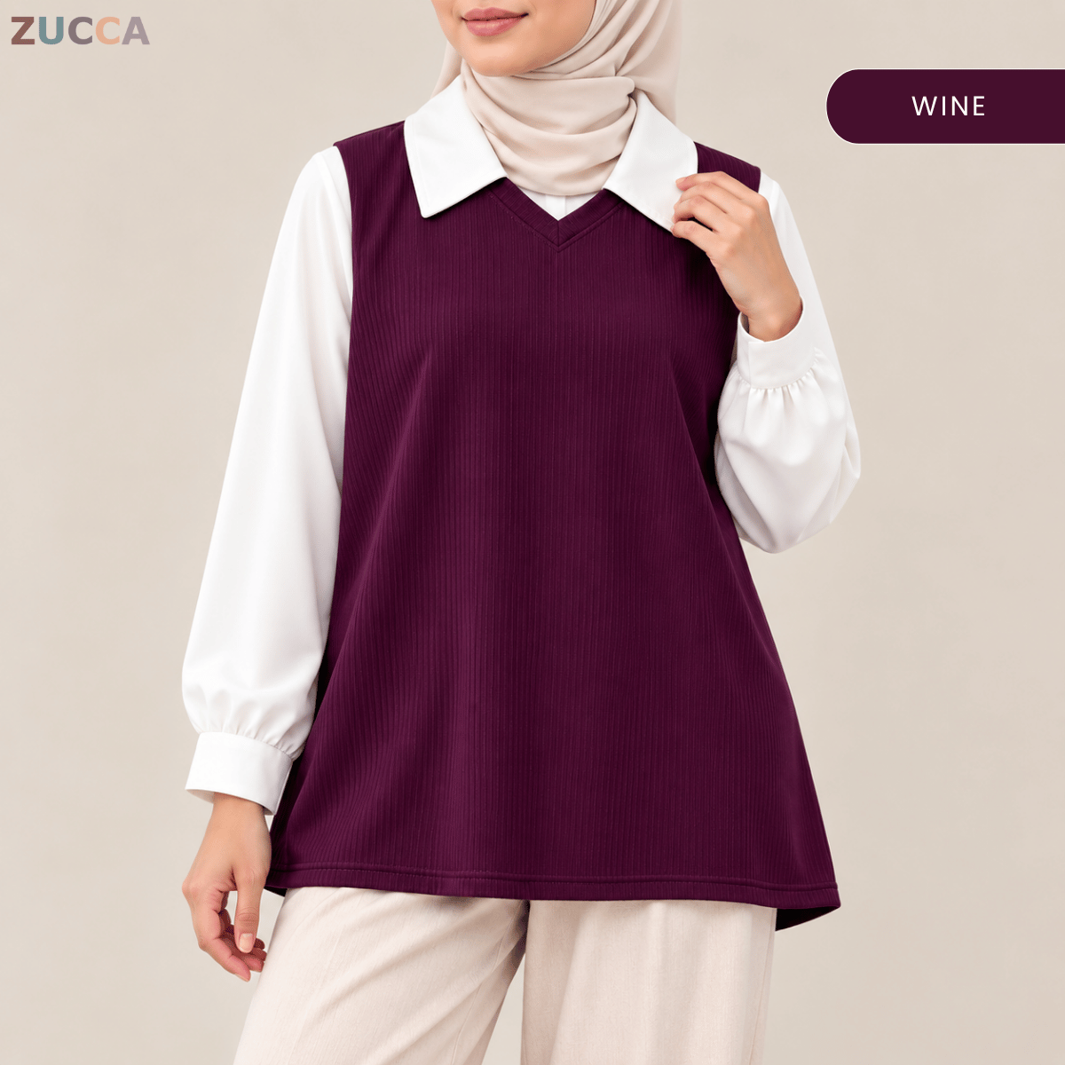 ZUCCA STACY RIBBED KNIT ATTACHED WOMEN BLOUSE - MA274