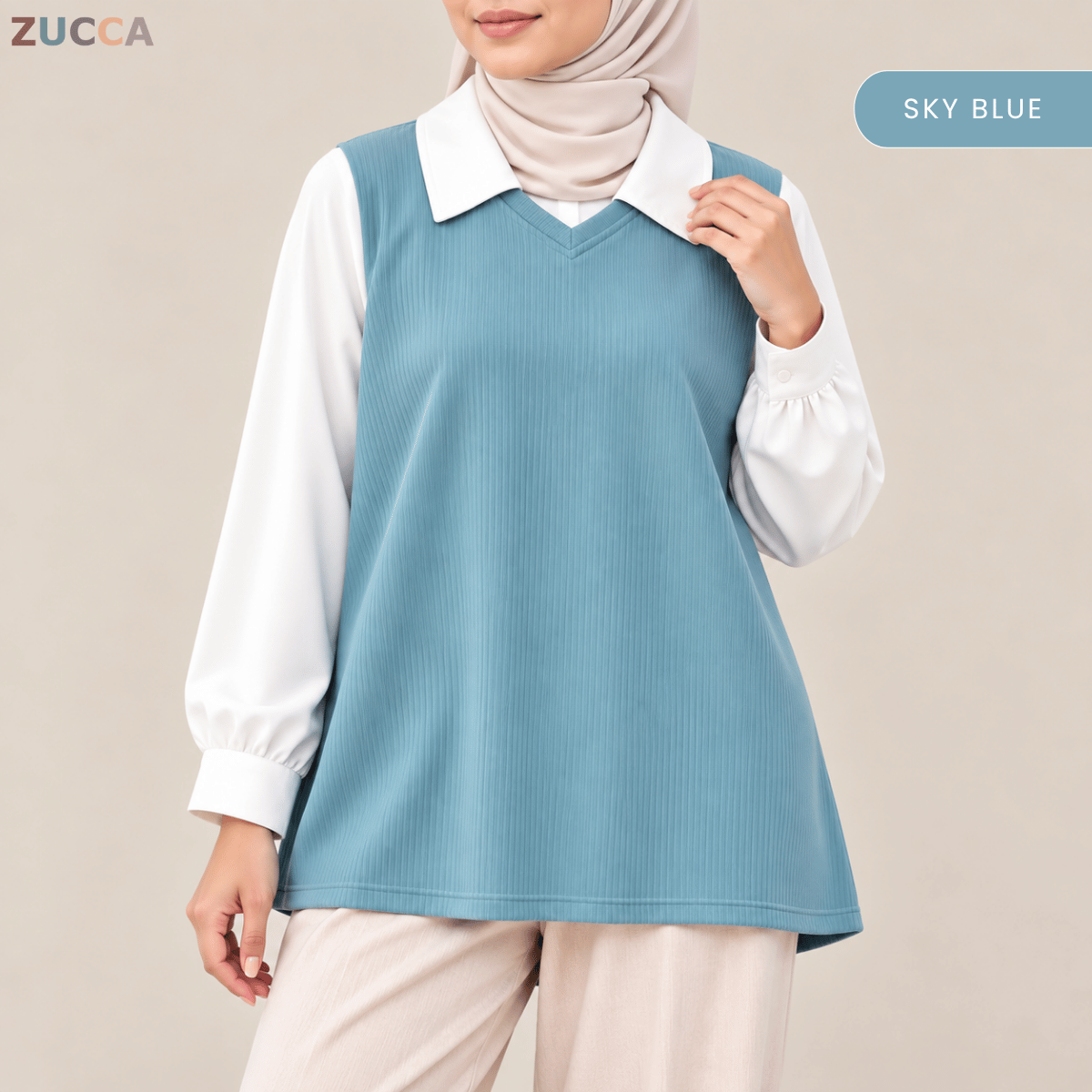 ZUCCA STACY RIBBED KNIT ATTACHED WOMEN BLOUSE - MA274