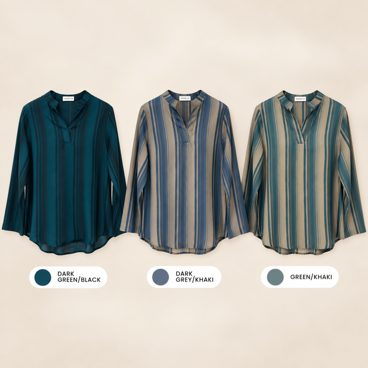 ZUCCA AISYAH CASUAL BLOUSE LOOSE FIT-V-NECK LONG SLEEVE TOP - MA279