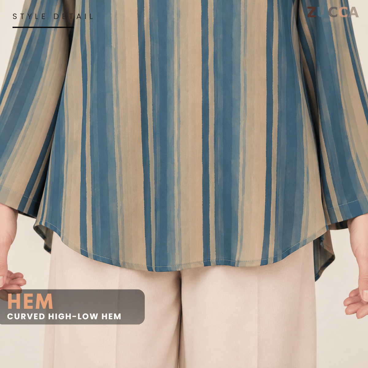 ZUCCA AISYAH CASUAL BLOUSE LOOSE FIT-V-NECK LONG SLEEVE TOP - MA279