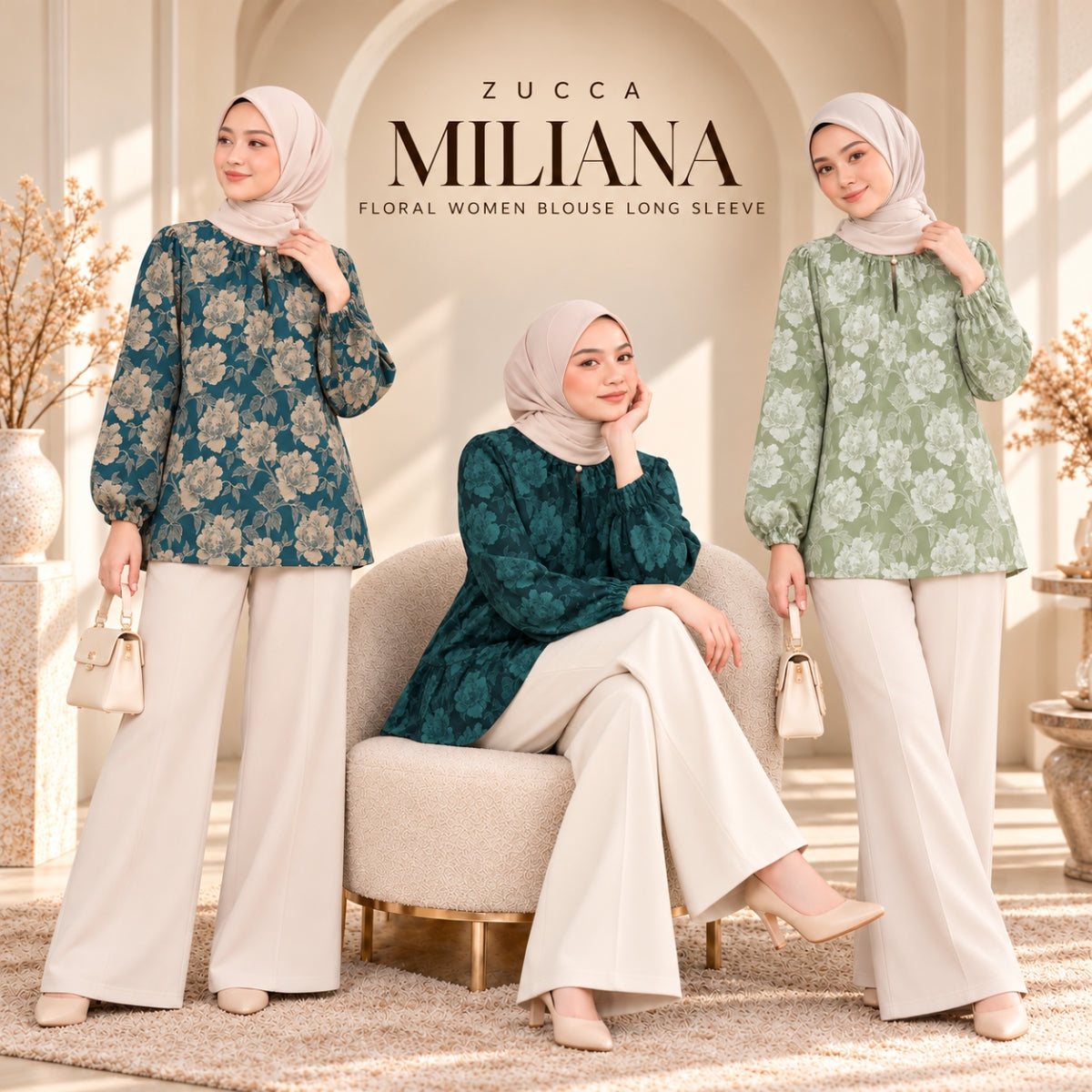 ZUCCA MILIANA FLORAL WOMEN BLOUSE LONG SLEEVE TOP - MA281