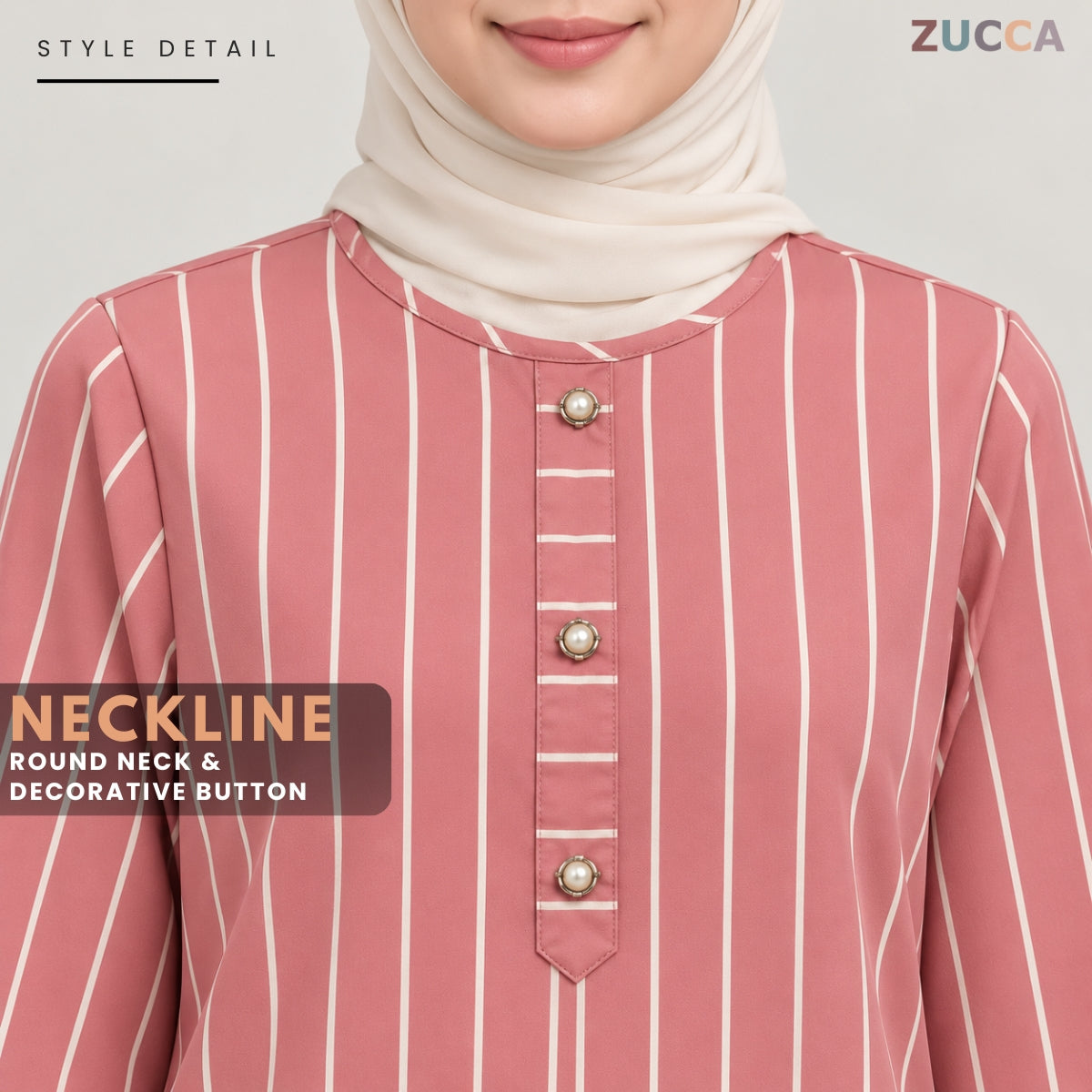 ZUCCA AINAA STRIPED BUTTON DETAIL LONG SLEEVE BLOUSE - MA286