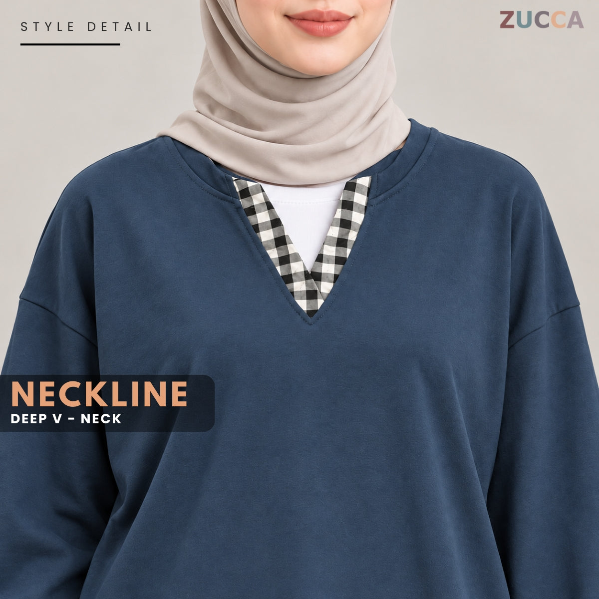ZUCCA AMORA CASUAL CHECKERED V-NECK LONG SLEEVE BLOUSE - MA289