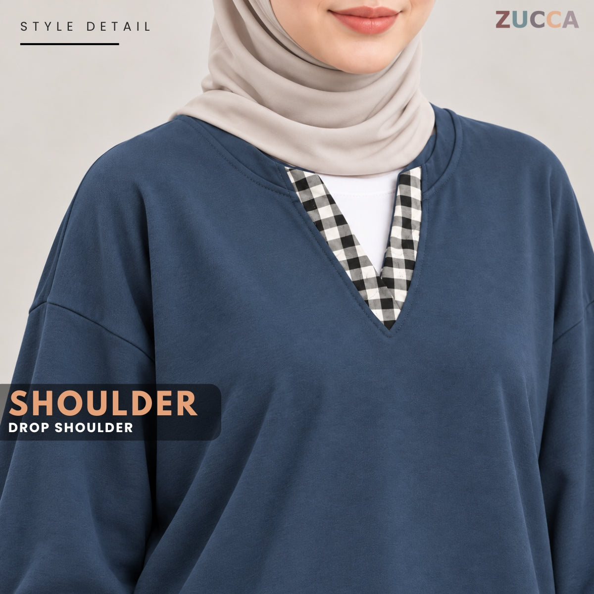 ZUCCA AMORA CASUAL CHECKERED V-NECK LONG SLEEVE BLOUSE - MA289