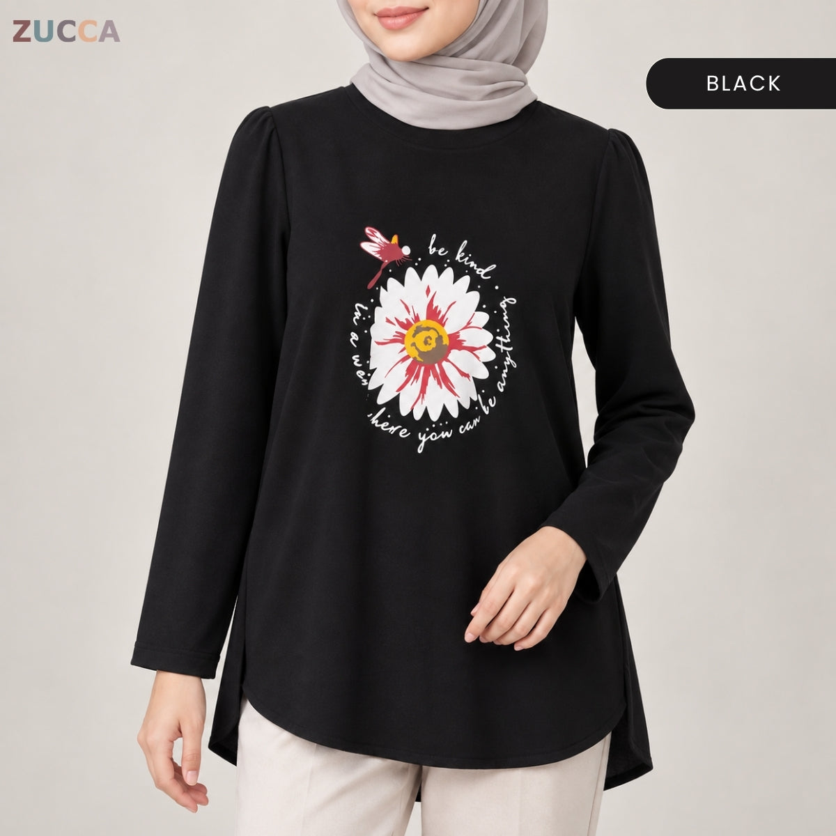 ZUCCA HANIM WOMEN MODEST FLORAL GRAPHIC BLOUSE - MA290