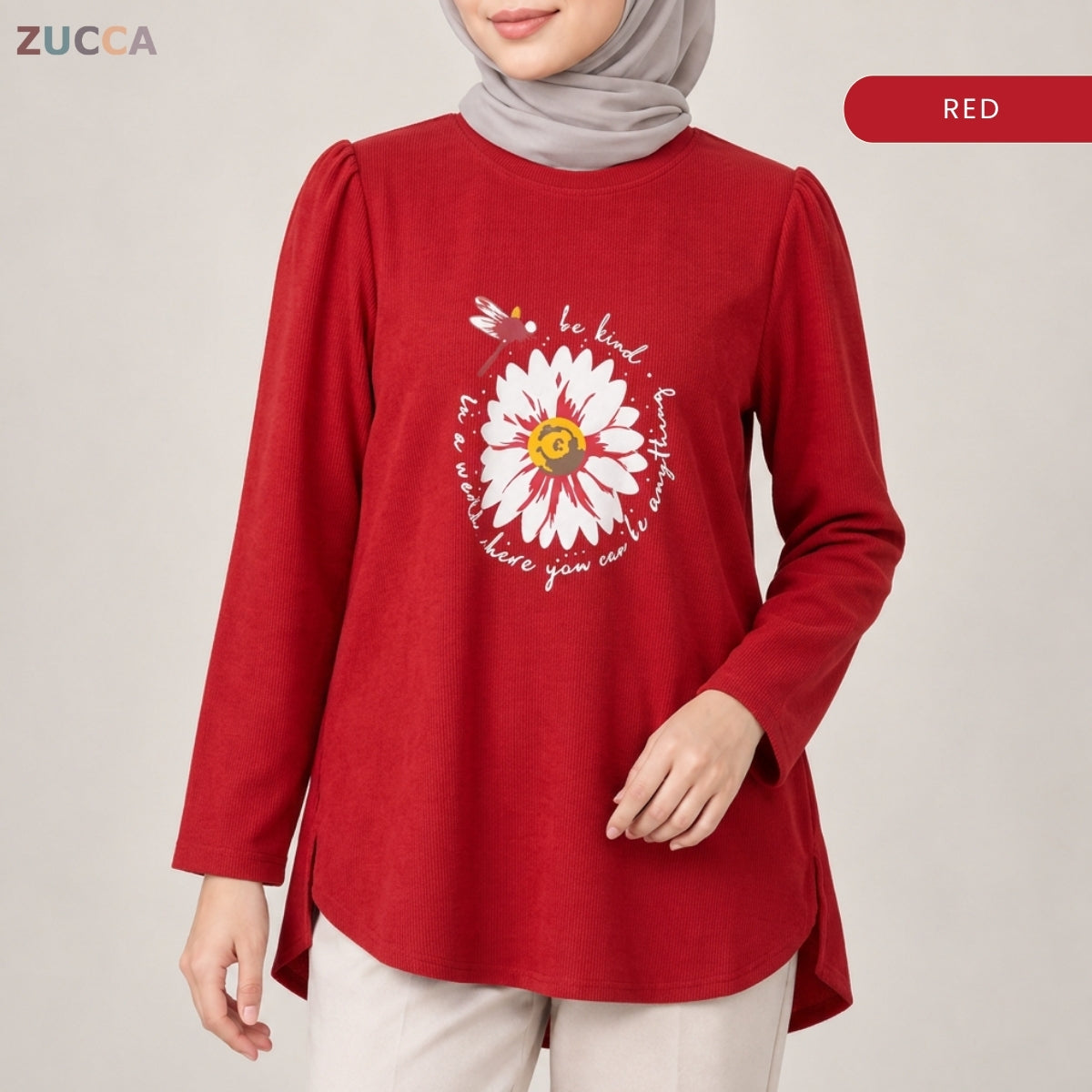 ZUCCA HANIM WOMEN MODEST FLORAL GRAPHIC BLOUSE - MA290