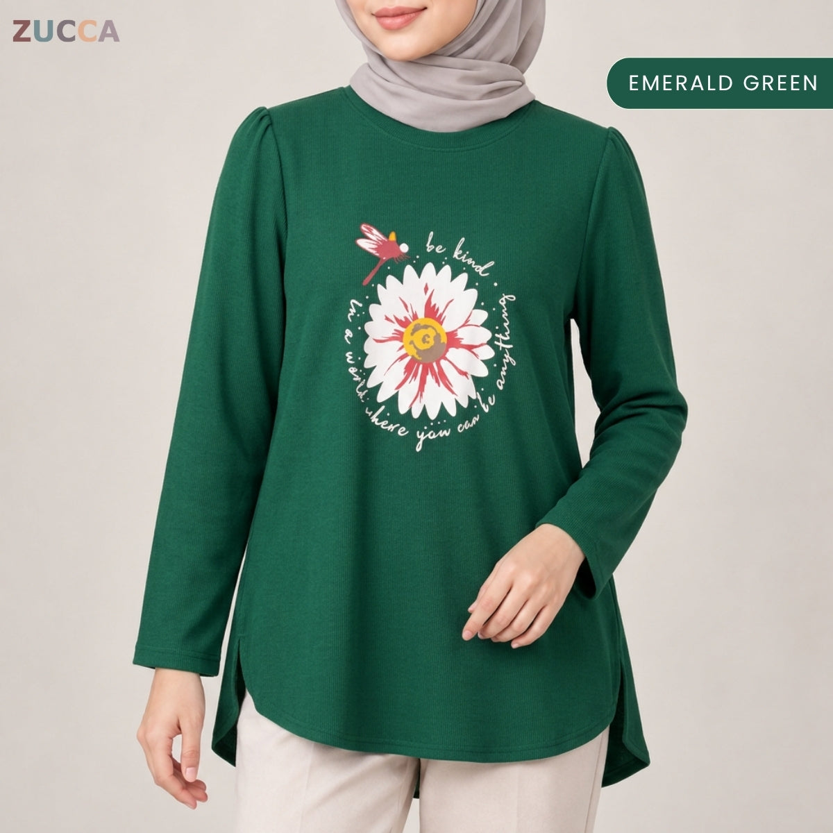 ZUCCA HANIM WOMEN MODEST FLORAL GRAPHIC BLOUSE - MA290