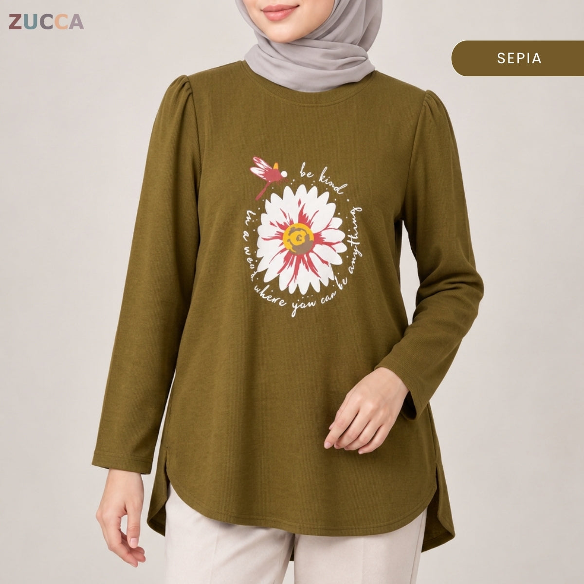 ZUCCA HANIM WOMEN MODEST FLORAL GRAPHIC BLOUSE - MA290
