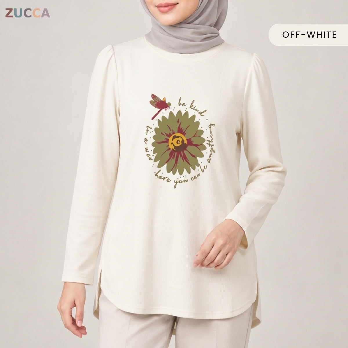 ZUCCA HANIM WOMEN MODEST FLORAL GRAPHIC BLOUSE - MA290