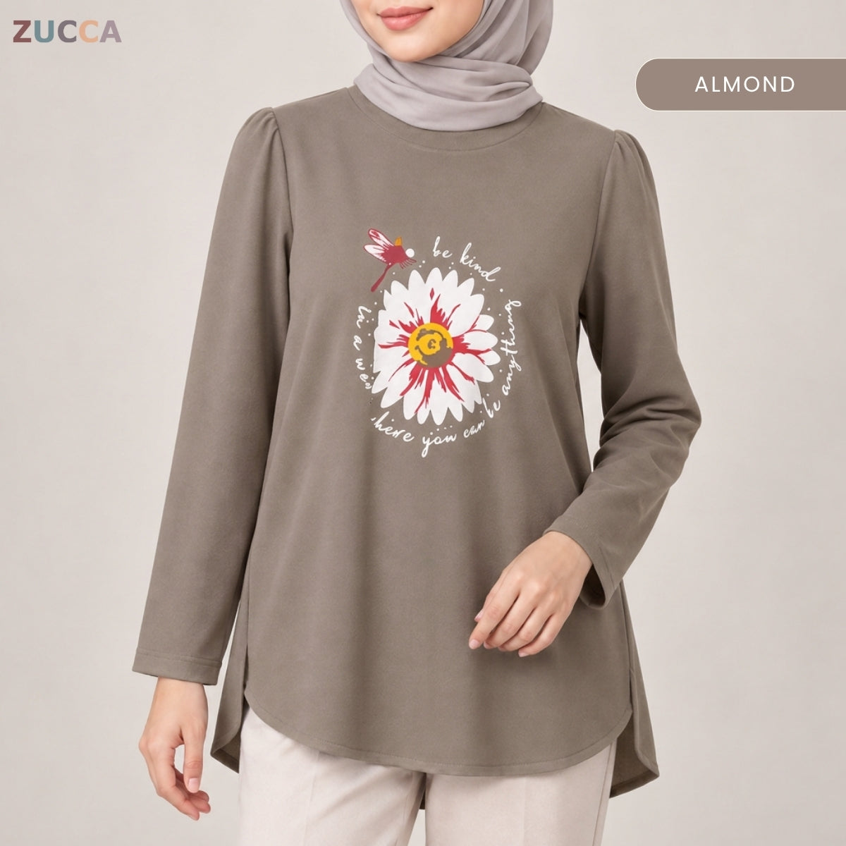 ZUCCA HANIM WOMEN MODEST FLORAL GRAPHIC BLOUSE - MA290