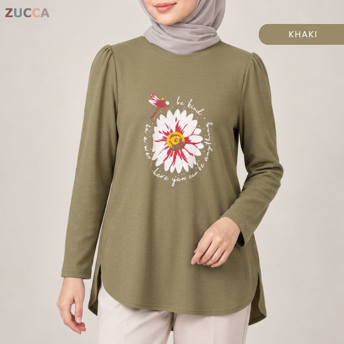 ZUCCA HANIM WOMEN MODEST FLORAL GRAPHIC BLOUSE - MA290