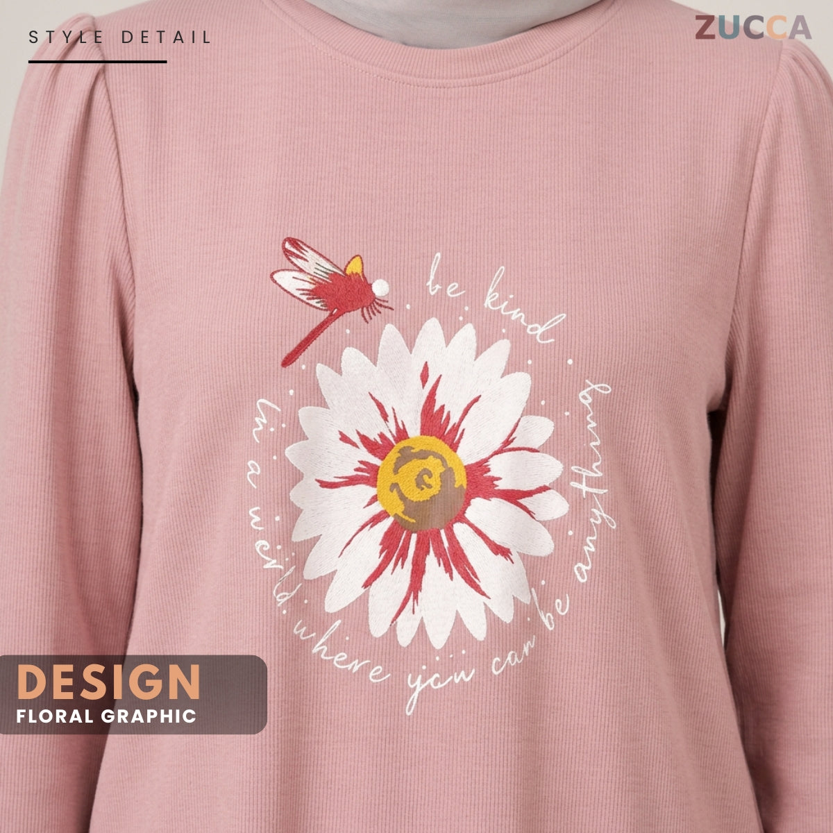 ZUCCA HANIM WOMEN MODEST FLORAL GRAPHIC BLOUSE - MA290