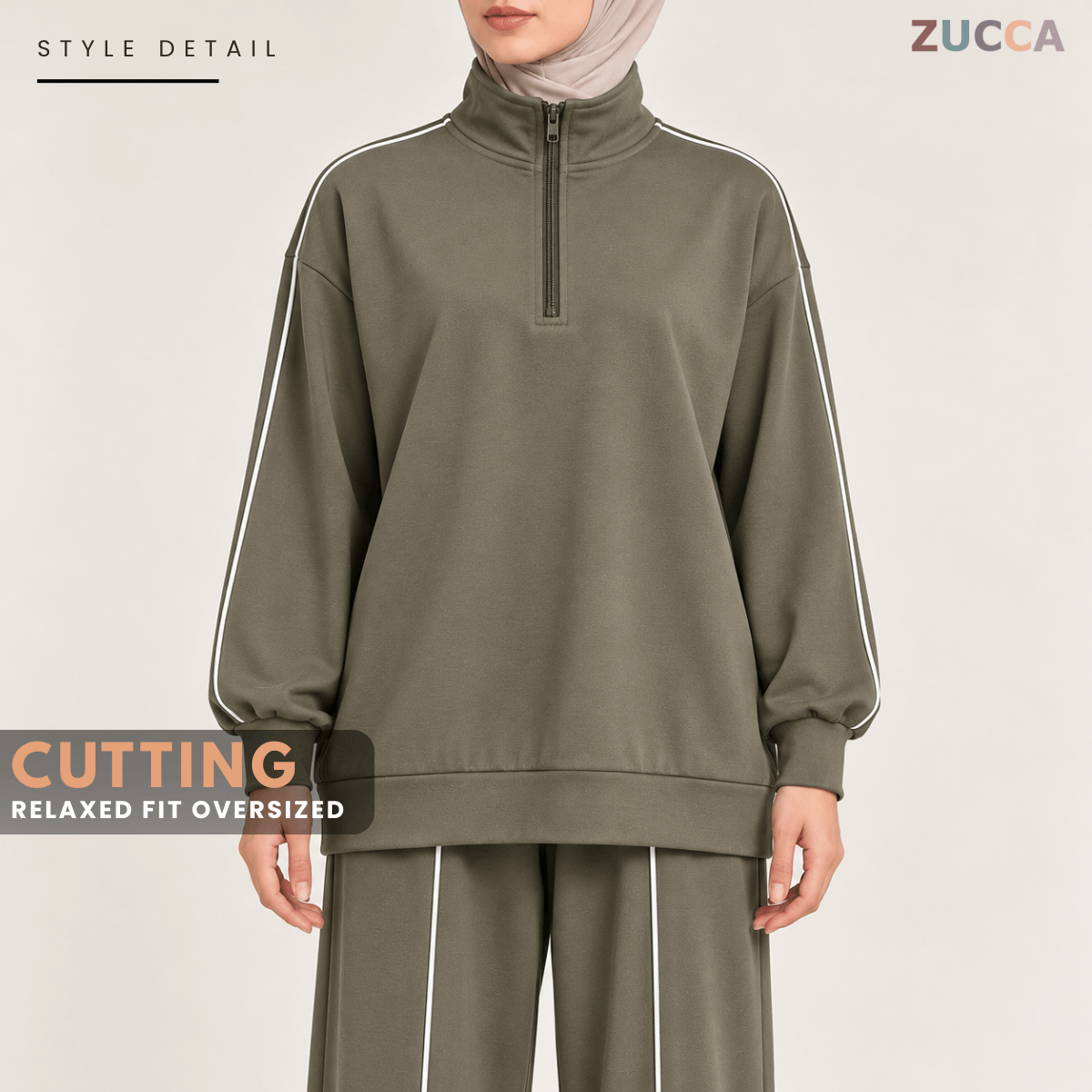 ZUCCA RAVEENA RELAXED CASUAL SPORTY HALF ZIP - MA297