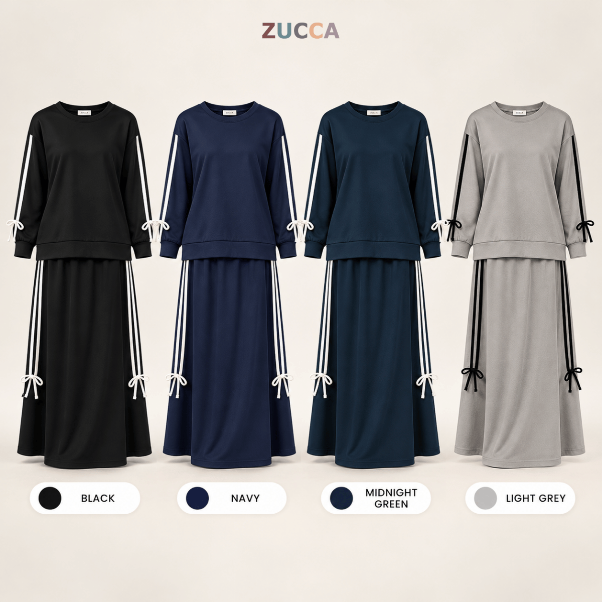 ZUCCA LAUREN SPORTY CASUAL LONG SLEEVE TOP & SKIRT SET-MA299