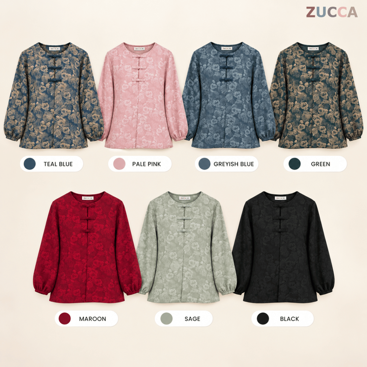 ZUCCA LEANDRA ORIENTAL FLORAL JACQUARD BLOUSE - MA301