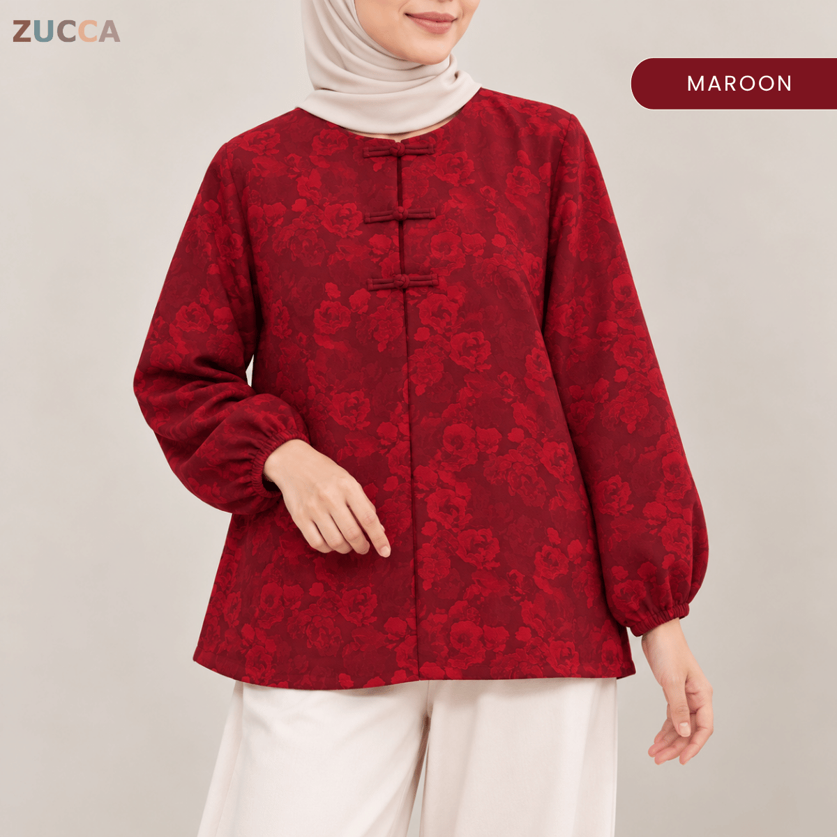 ZUCCA LEANDRA ORIENTAL FLORAL JACQUARD BLOUSE - MA301
