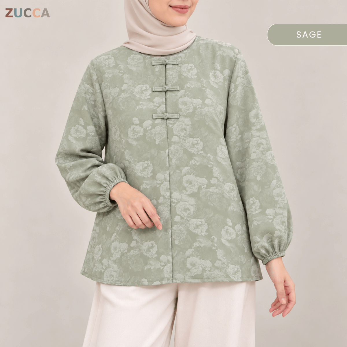 ZUCCA LEANDRA ORIENTAL FLORAL JACQUARD BLOUSE - MA301