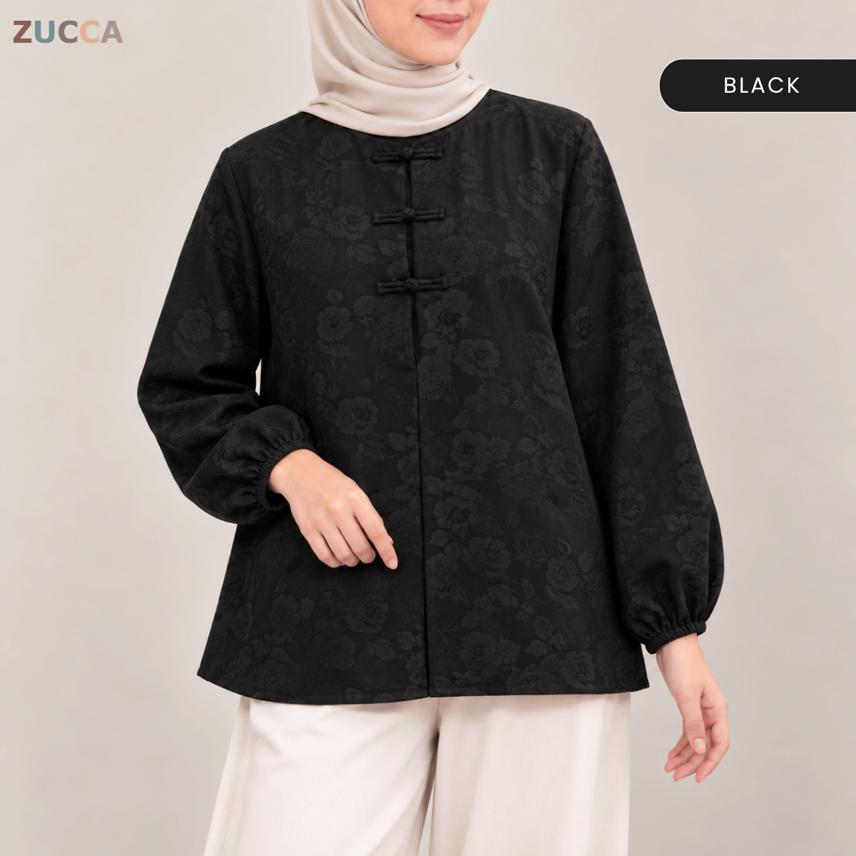 ZUCCA LEANDRA ORIENTAL FLORAL JACQUARD BLOUSE - MA301