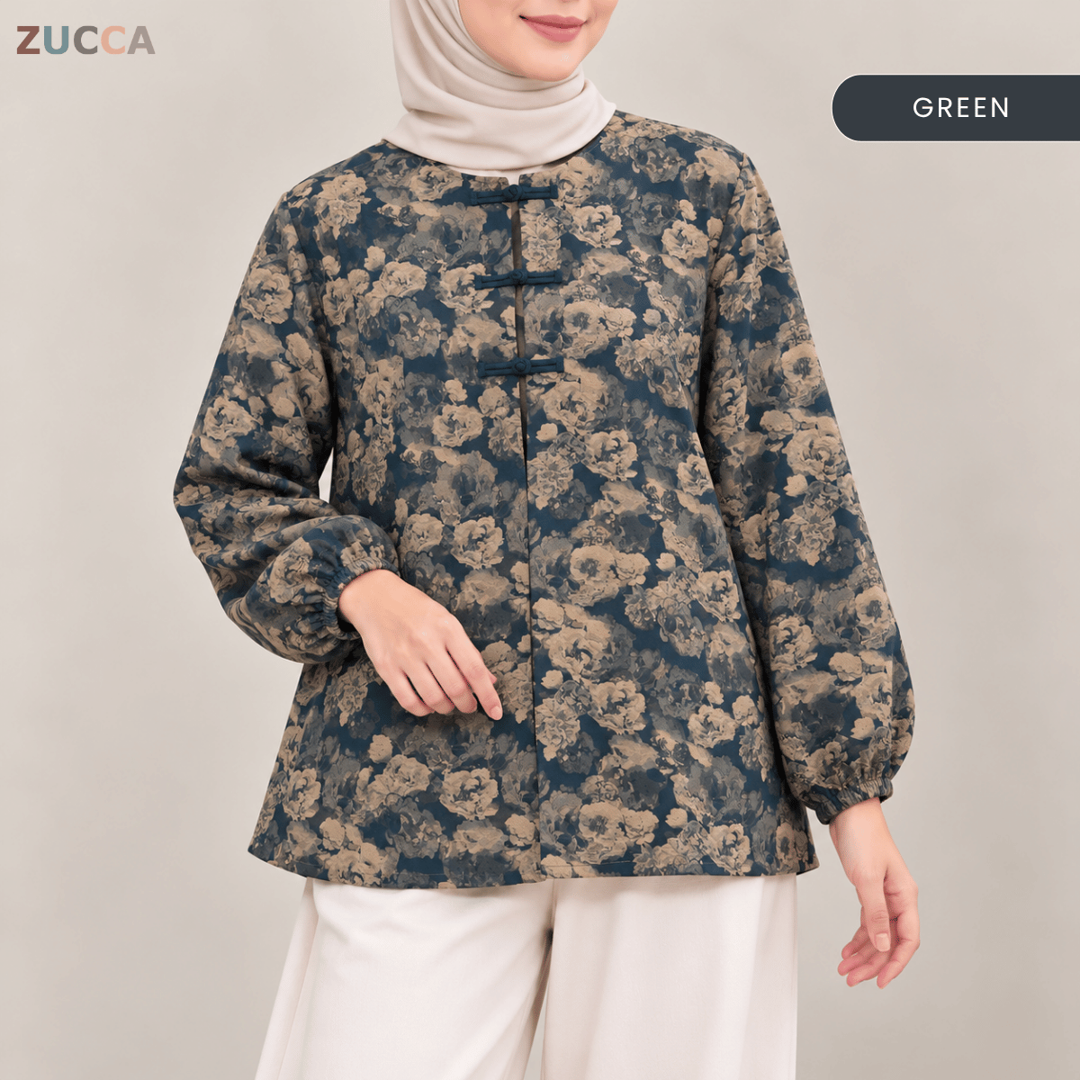 ZUCCA LEANDRA ORIENTAL FLORAL JACQUARD BLOUSE - MA301