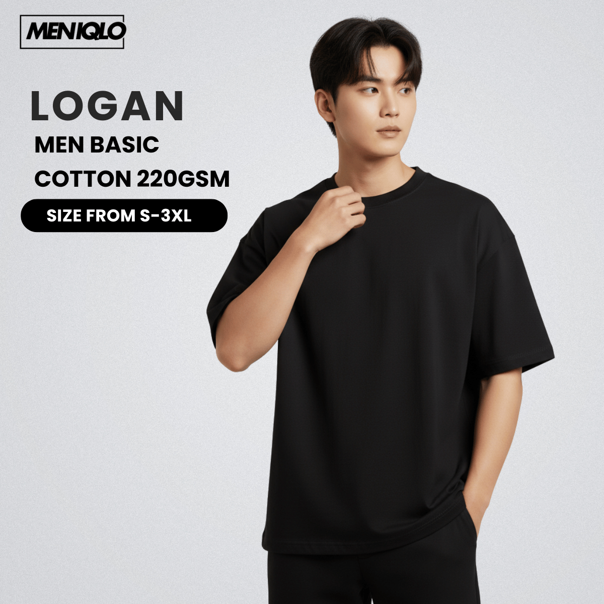 MENIQLO LOGAN MEN BASIC COTTON 220GSM -MAC1007(SW135)