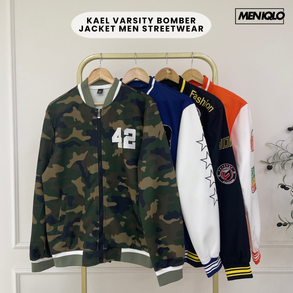 MENIQLO KAEL VARSITY BOMBER JACKET MEN STREETWEAR - MAC1014