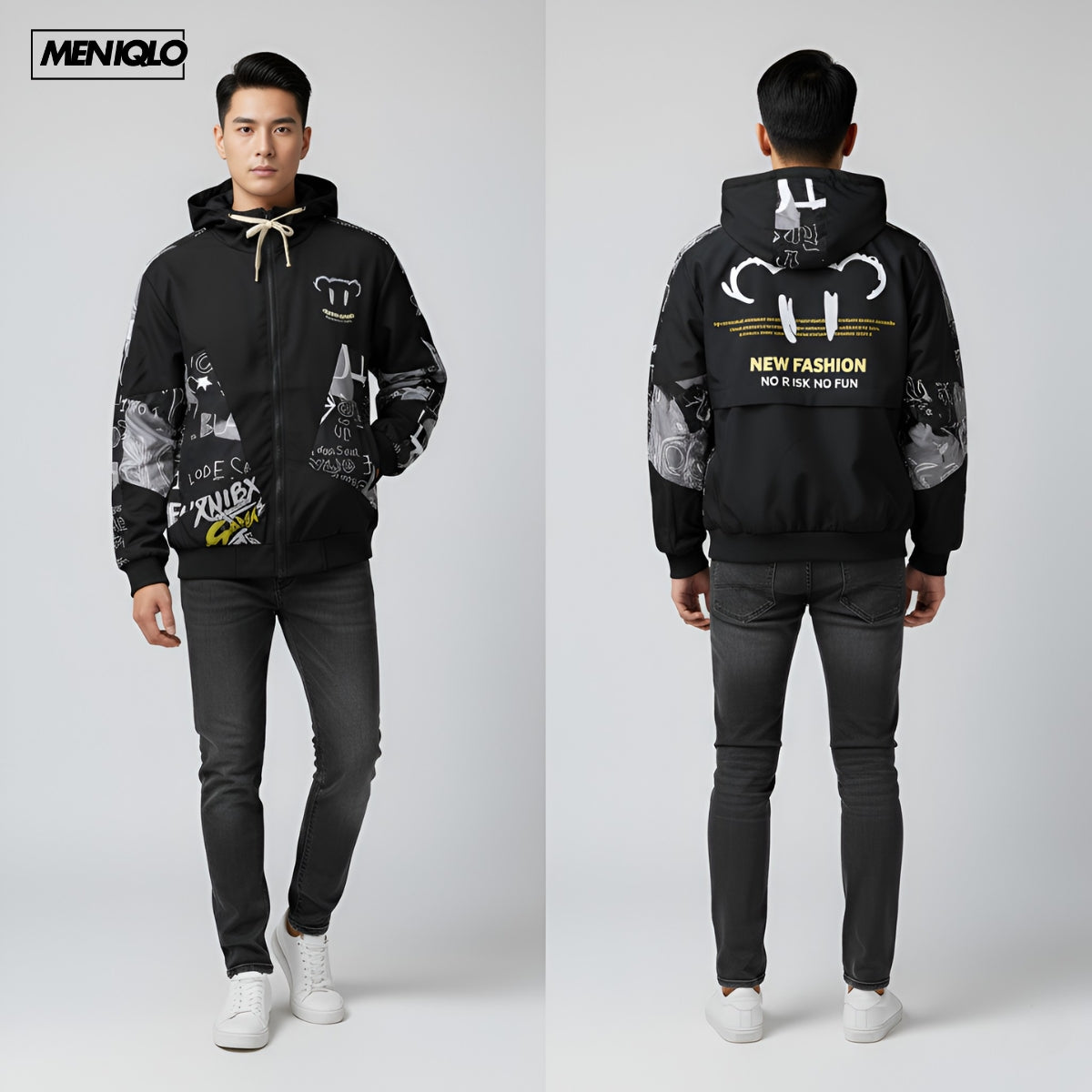 MENIQLO EDWARD URBAN STREET GRAPHIC HOODIE JACKET - MAC1016