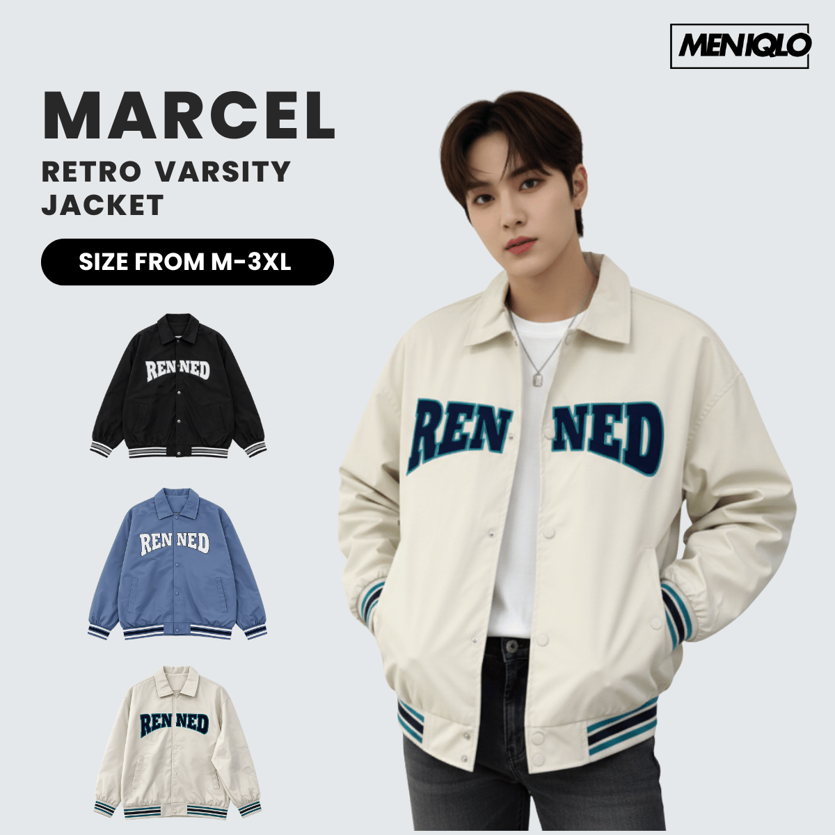 MENIQLO MARCEL RETRO VARSITY JACKET - MAC1015