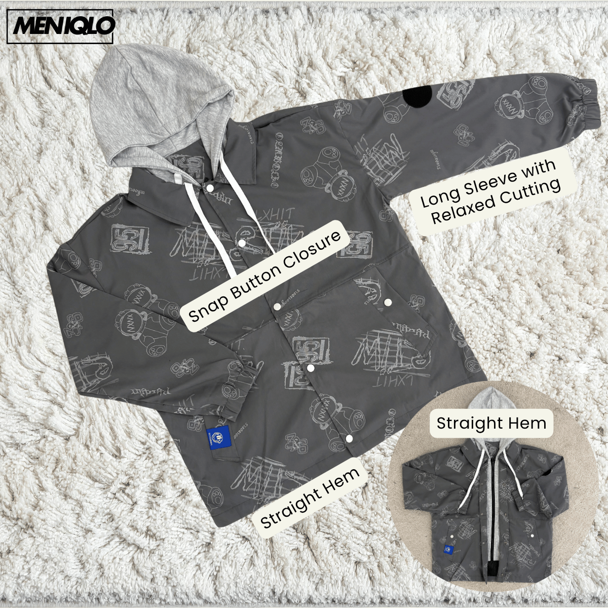 MENIQLO HAFIZ URBAN GRAFFITI HOODED COACH JACKET - MAC1017 (SW222)