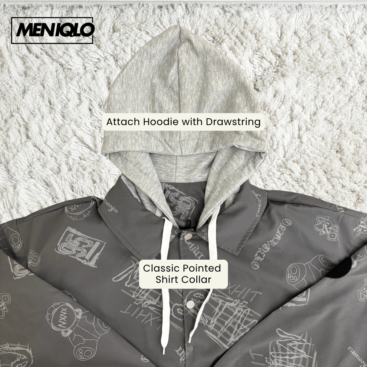 MENIQLO HAFIZ URBAN GRAFFITI HOODED COACH JACKET - MAC1017 (SW222)