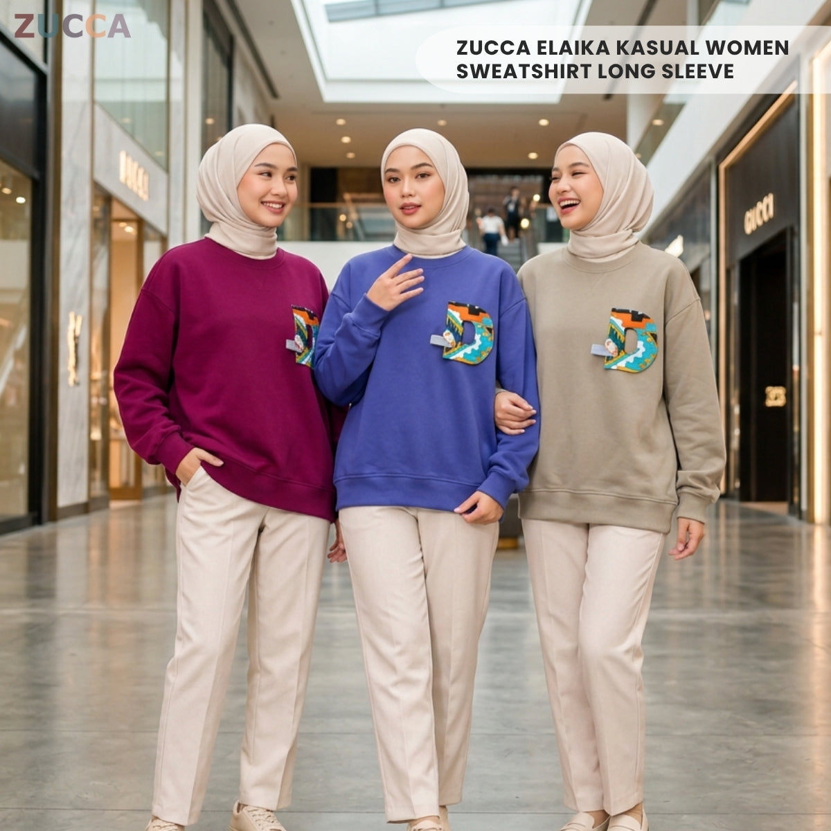 ZUCCA ELAIKA CASUAL WOMEN SWEATSHIRT LONG SLEEVE - MAC1029 (SW296)