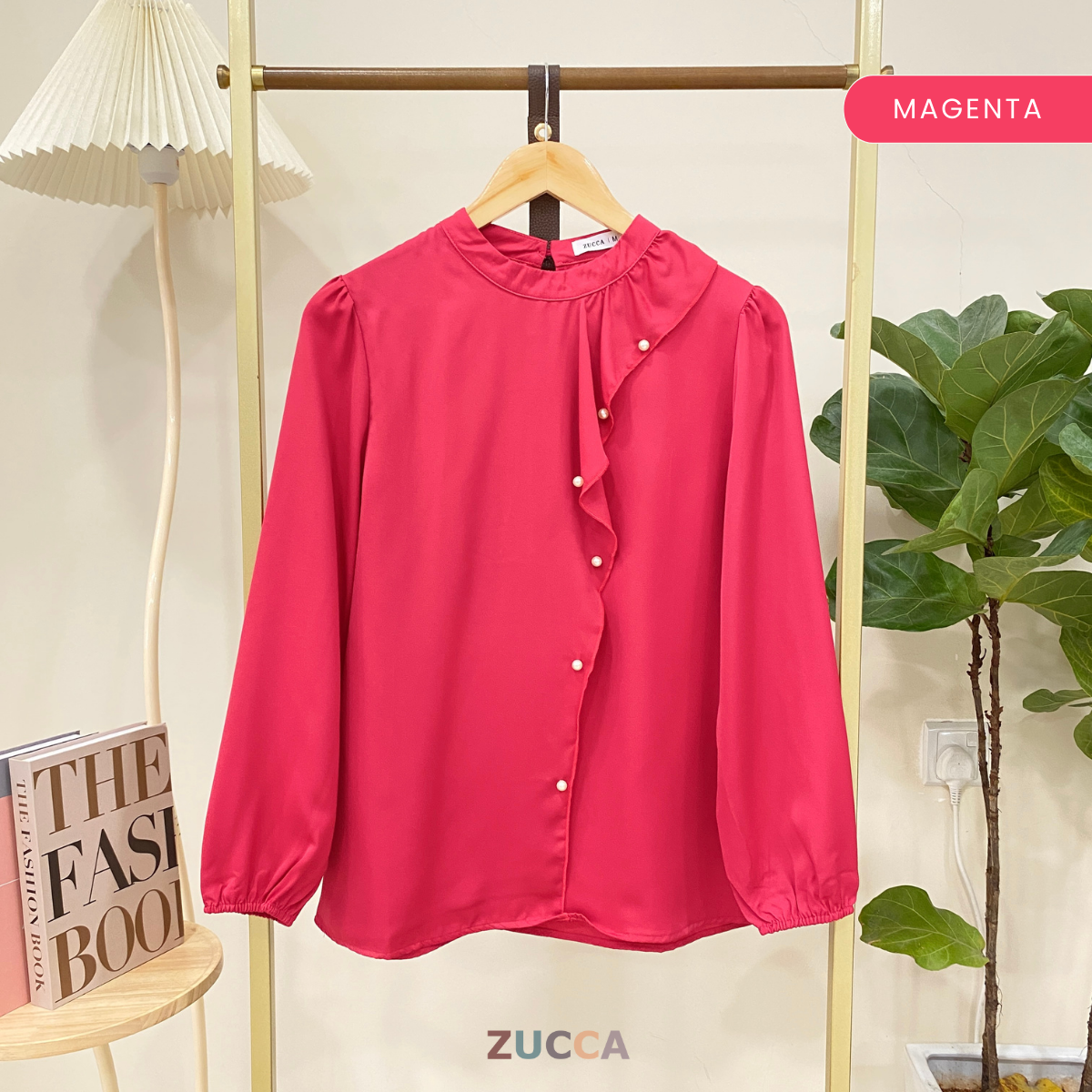 ZUCCA VANIA RUFFLED PEARL DETAIL WOMEN BLOUSE - MA014