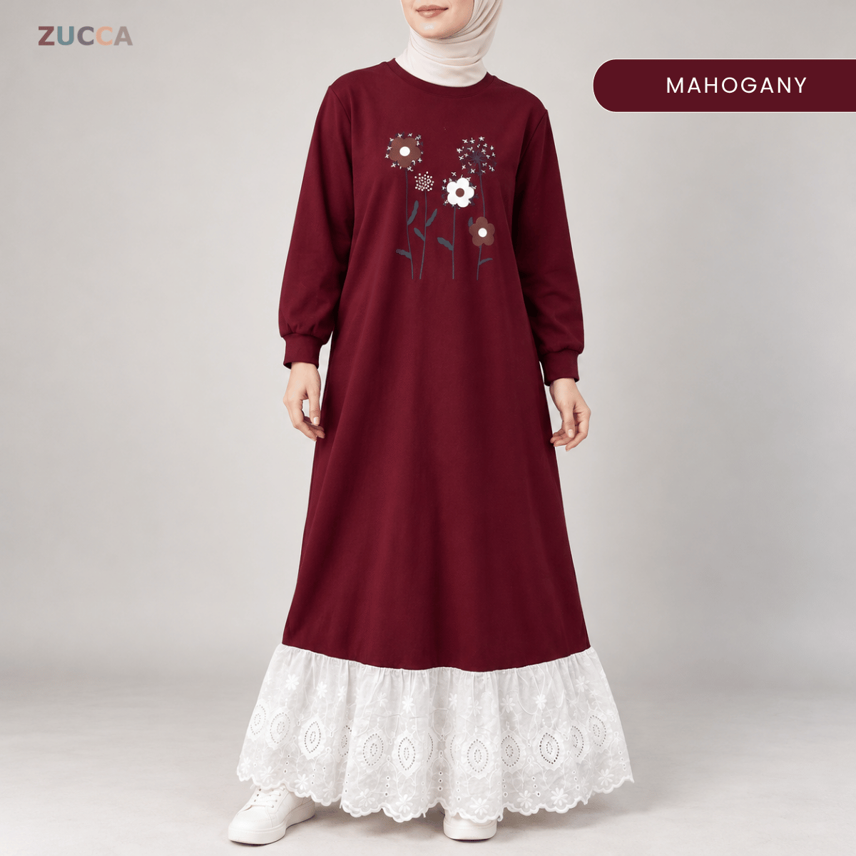 ZUCCA QASEH FLORAL LACE LONG SLEEVE MAXI DRESS  - MA263