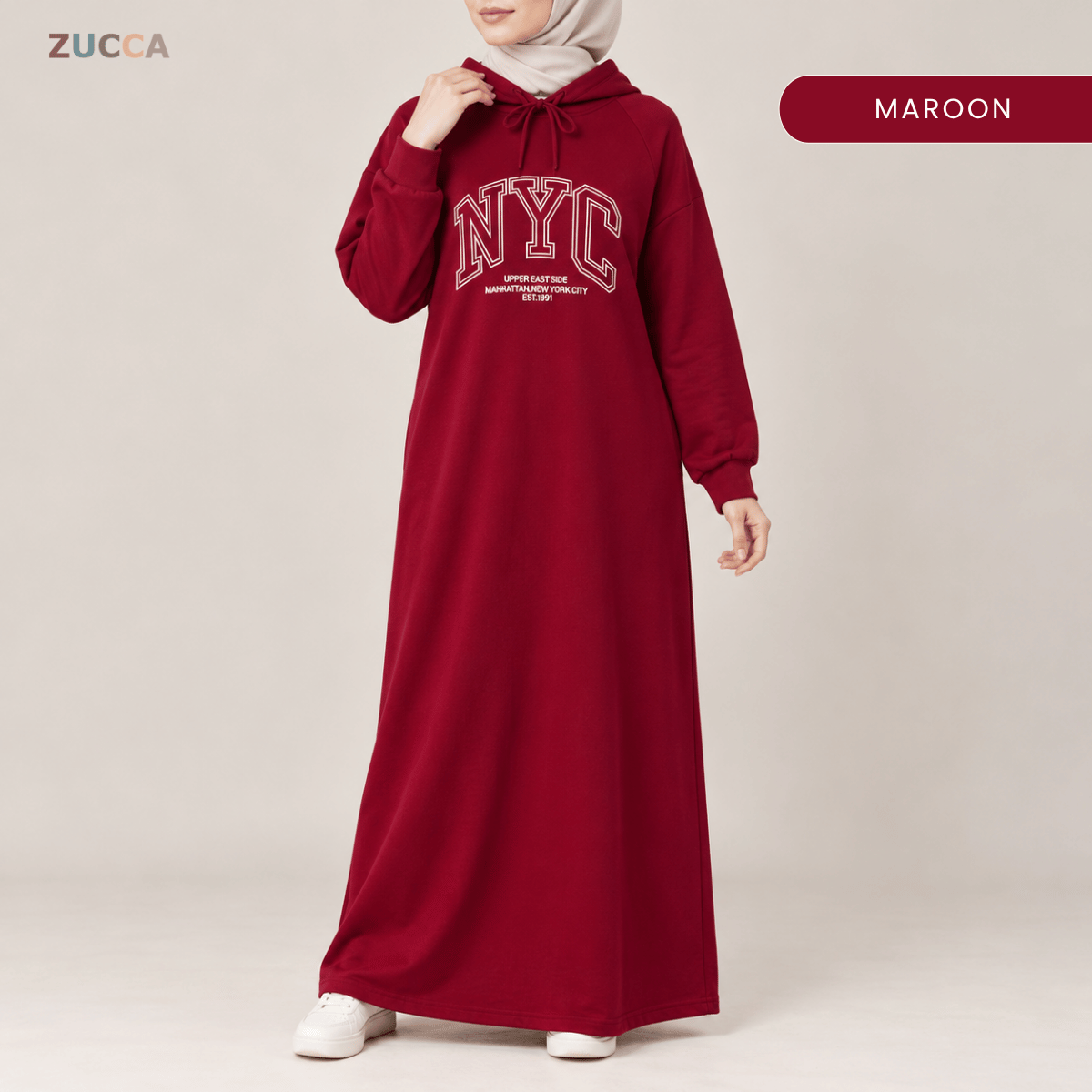 ZUCCA EXORA CASUAL SPORTY HOODIE MAXI DRESS - MA259