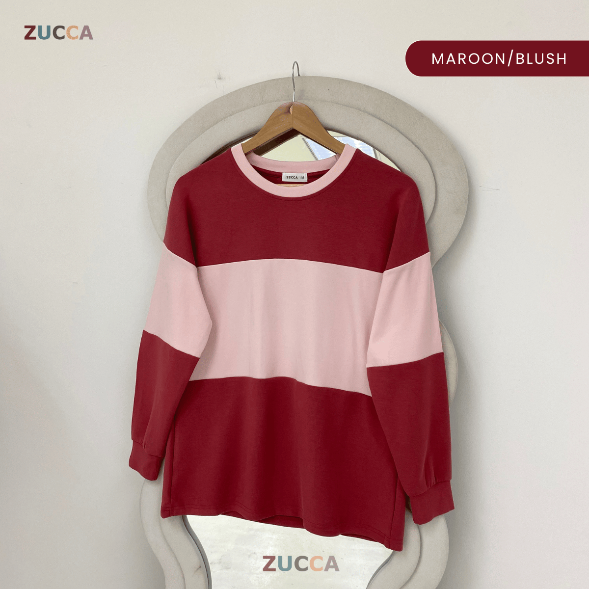 ZUCCA ELINA CASUAL COLOUR BLOCK LONG SLEEVE TOP - MA087