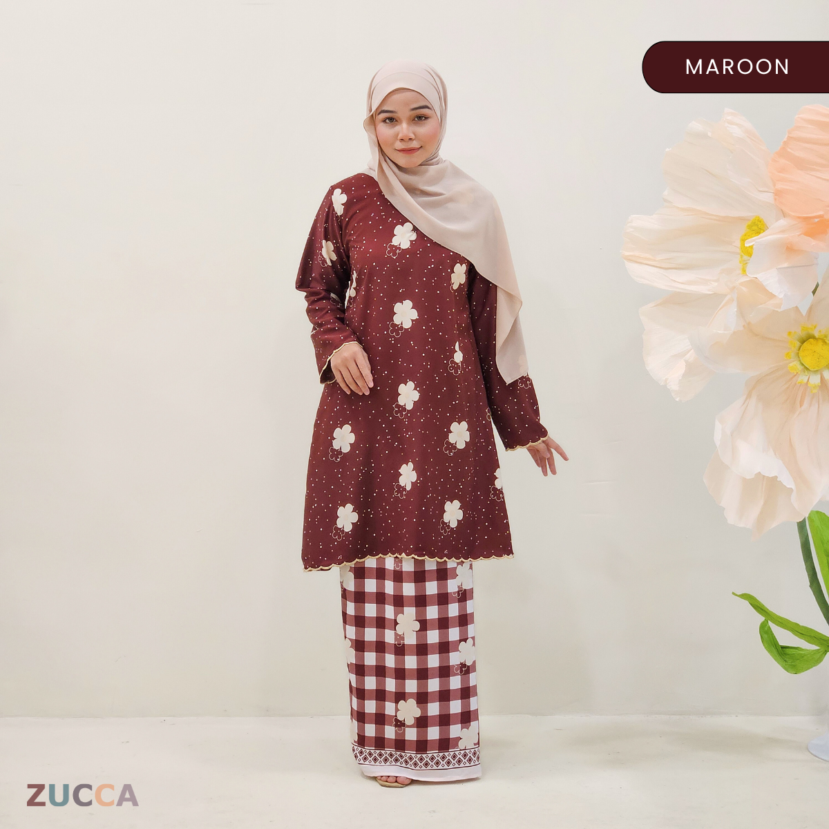 Kurung Camellia Songket Printed Sedondon Ibu Dan Anak - H009