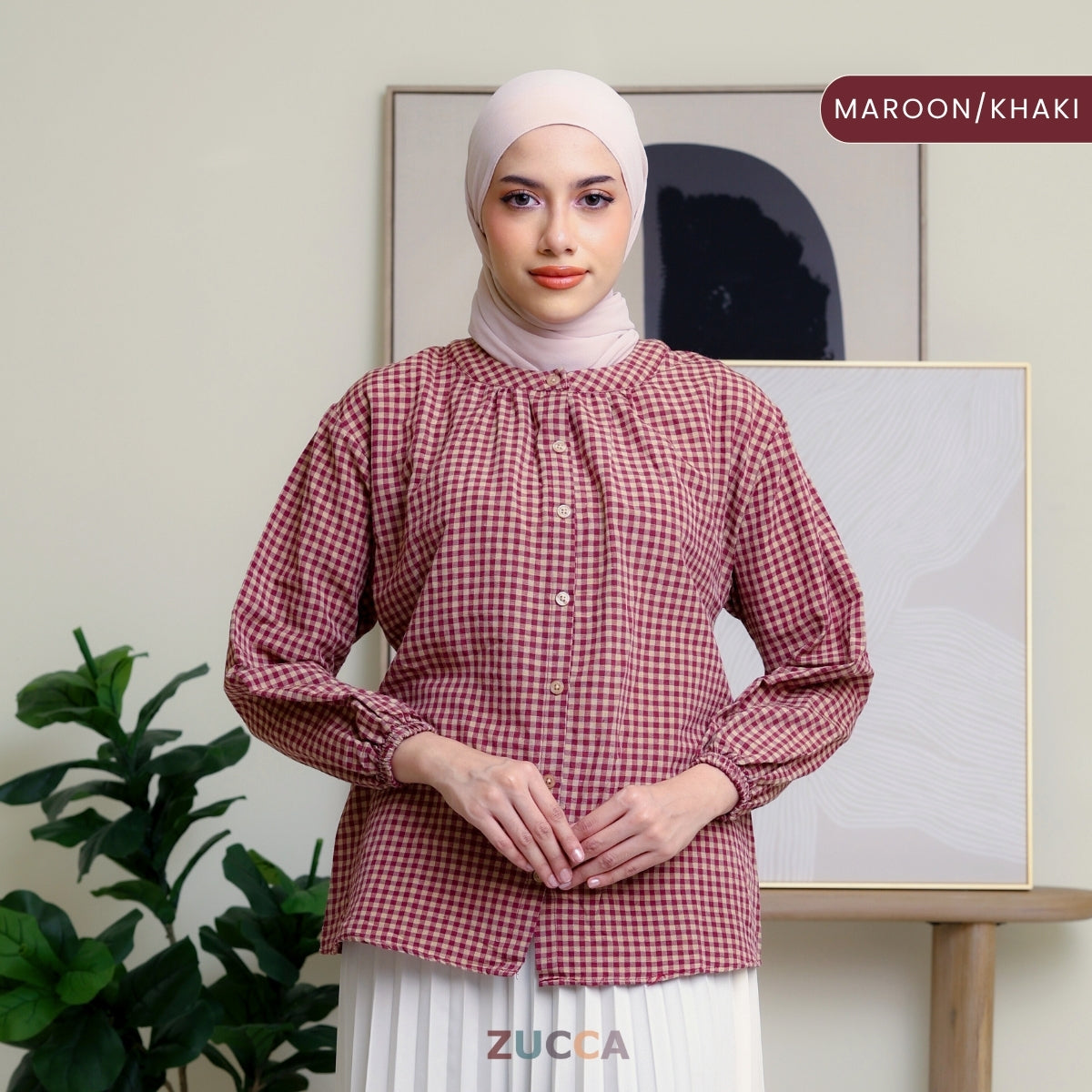 ZUCCA AMANDA BLAUS KASUAL BERPOLA GINGHAM - DM072A