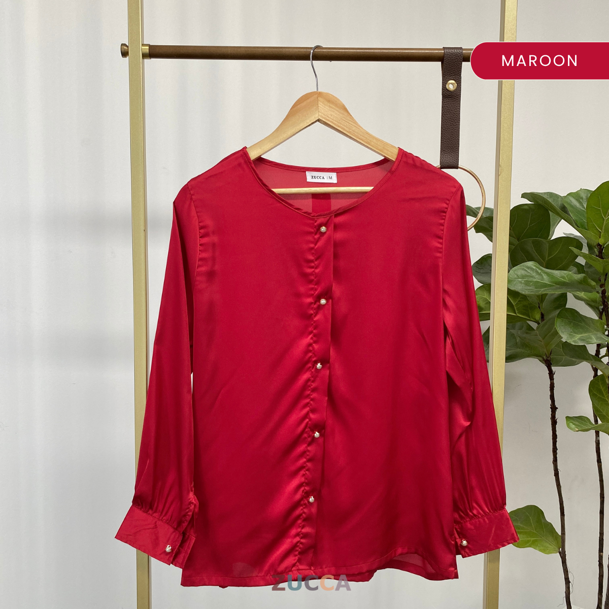 ZUCCA SUHARA ELEGANT SATIN BUTTON BLOUSE - MA063