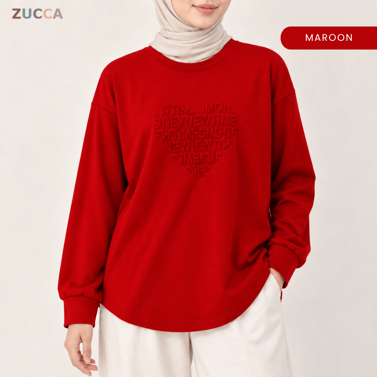ZUCCA MALIA MINIMAL HEART SHAPE EMBOSSED MODEST TOP - MA183