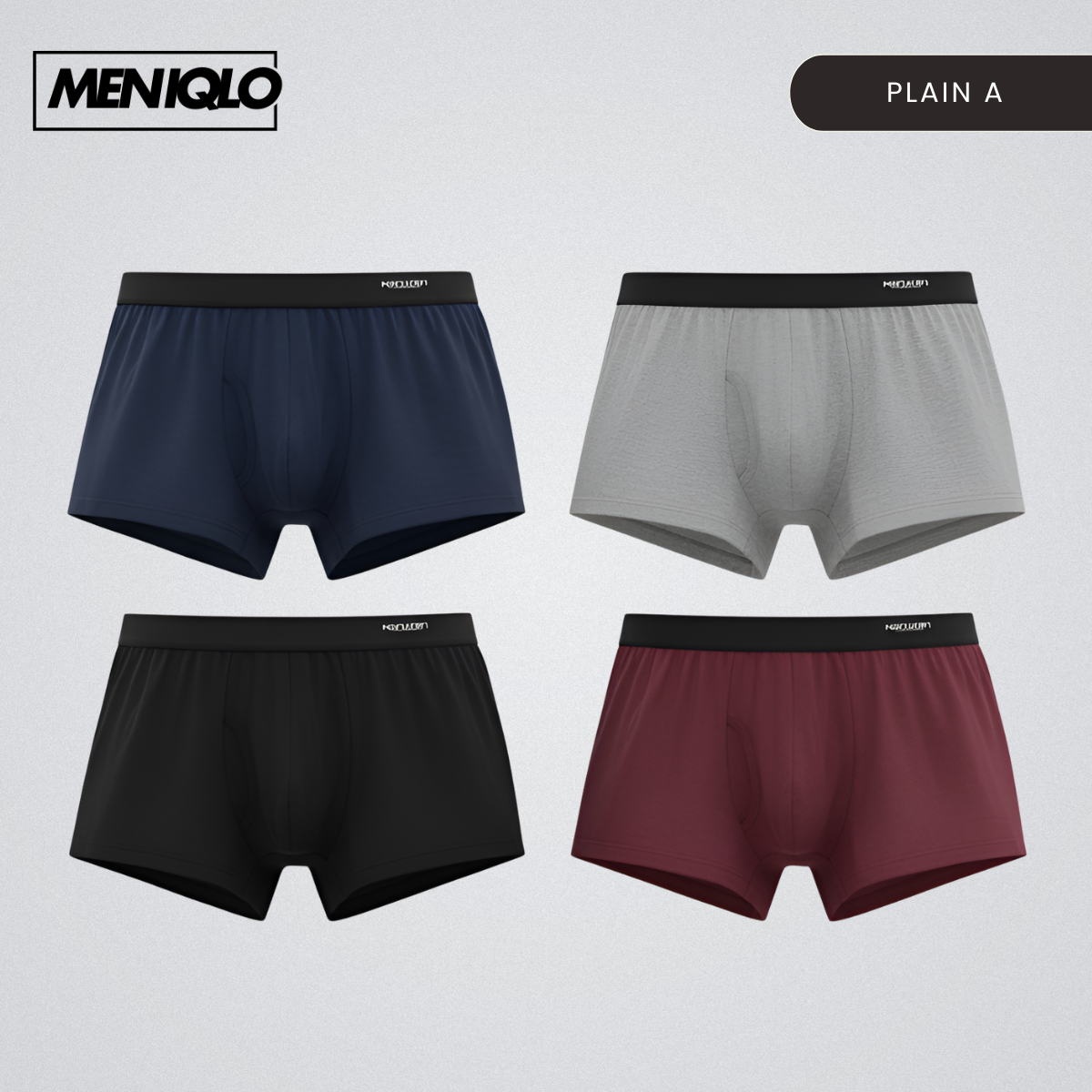 MENIQLO BOXER MEN [PLAIN  A - K] BREATHABLE SOFT COTTON SAIZ M - 6XL- MAU001