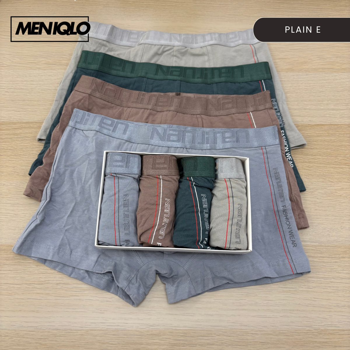 MENIQLO BOXER MEN [PLAIN  A - K] BREATHABLE SOFT COTTON SAIZ M - 6XL- MAU001
