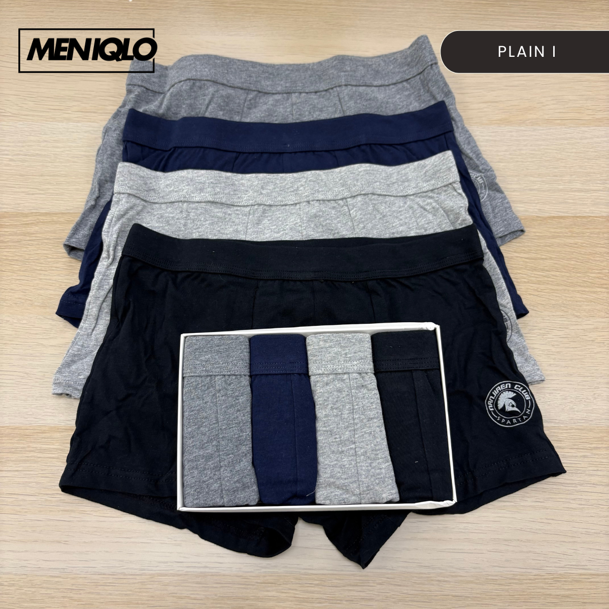 MENIQLO BOXER MEN [PLAIN  A - K] BREATHABLE SOFT COTTON SAIZ M - 6XL- MAU001