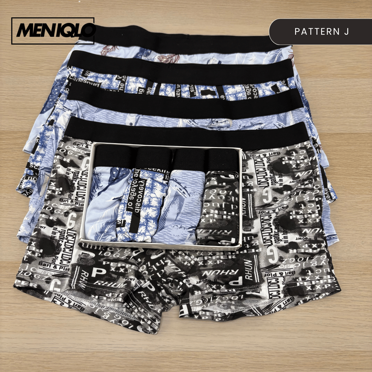 MENIQLO BOXER MEN [PATTERN A - S] BREATHABLE SOFT COTTON SAIZ M - 6XL- MAU002