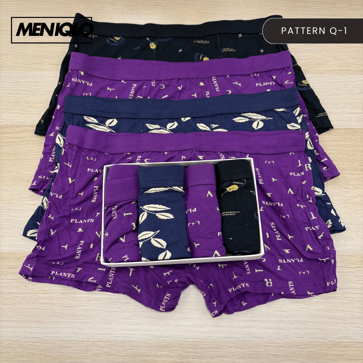 MENIQLO BOXER MEN [PATTERN A - S] BREATHABLE SOFT COTTON SAIZ M - 6XL- MAU002